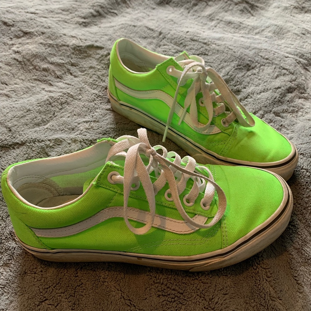 Vans Lime Green and White Sneakers